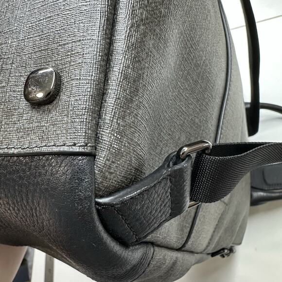TUMI Varek Hudson Leather Backpack In Gray Black Textured Material - Picture 11 of 13
